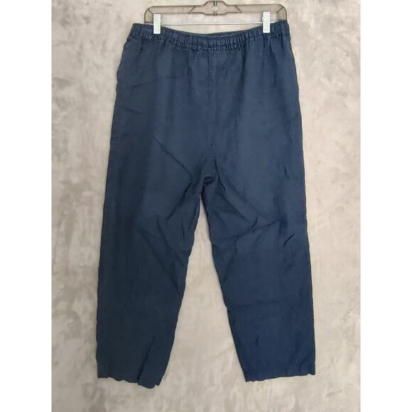 Willi Wear Women's Blue 100% Linen Pull On Pants Size M Slash Pockets Drawstring - Picture 2 of 10